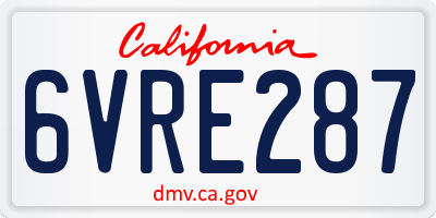 CA license plate 6VRE287