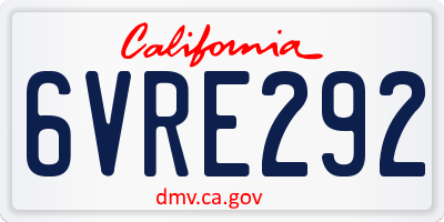CA license plate 6VRE292