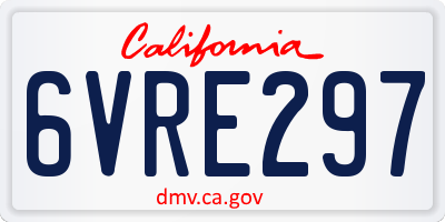 CA license plate 6VRE297