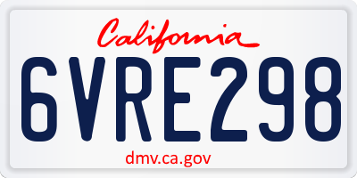 CA license plate 6VRE298
