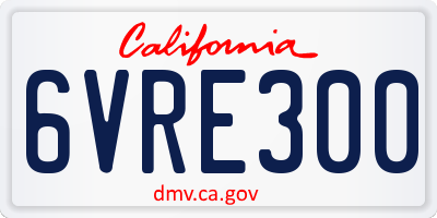 CA license plate 6VRE300