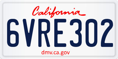 CA license plate 6VRE302