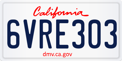 CA license plate 6VRE303