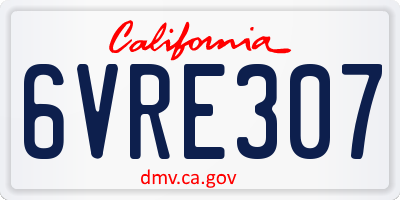 CA license plate 6VRE307