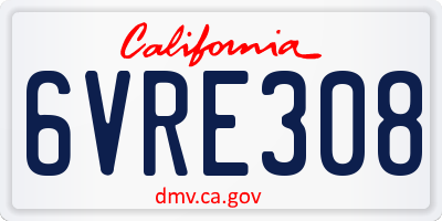 CA license plate 6VRE308