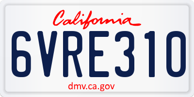 CA license plate 6VRE310