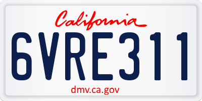 CA license plate 6VRE311
