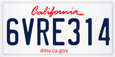 CA license plate 6VRE314