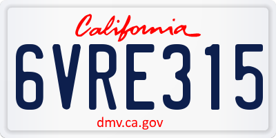 CA license plate 6VRE315