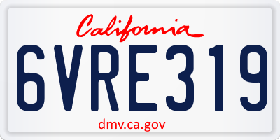 CA license plate 6VRE319