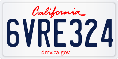 CA license plate 6VRE324