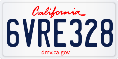 CA license plate 6VRE328