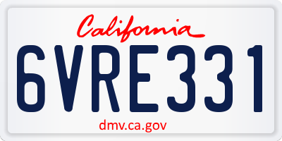 CA license plate 6VRE331