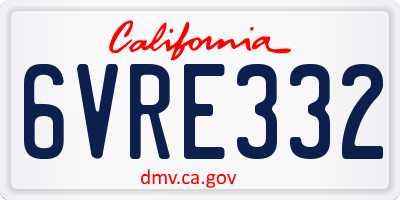 CA license plate 6VRE332