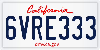 CA license plate 6VRE333