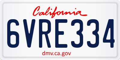 CA license plate 6VRE334