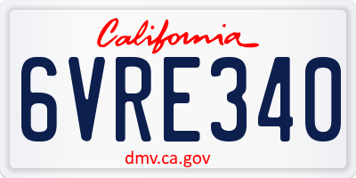 CA license plate 6VRE340