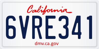 CA license plate 6VRE341
