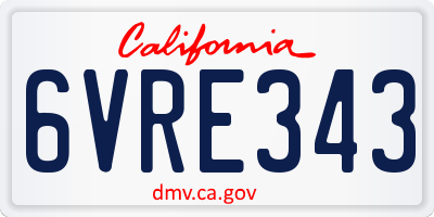 CA license plate 6VRE343
