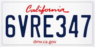 CA license plate 6VRE347