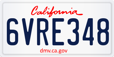 CA license plate 6VRE348