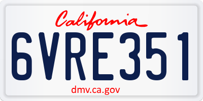 CA license plate 6VRE351