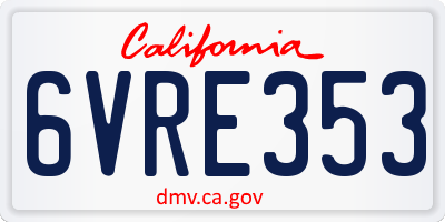 CA license plate 6VRE353
