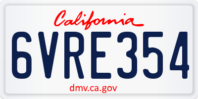 CA license plate 6VRE354