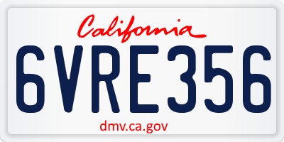 CA license plate 6VRE356