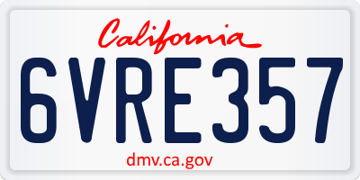 CA license plate 6VRE357