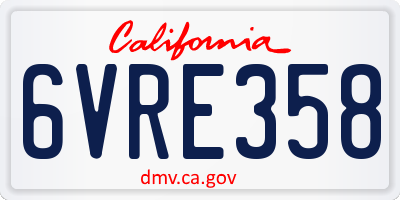 CA license plate 6VRE358