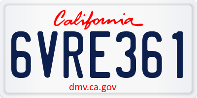 CA license plate 6VRE361