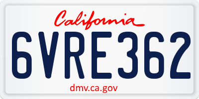 CA license plate 6VRE362