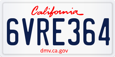 CA license plate 6VRE364