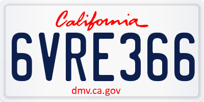 CA license plate 6VRE366