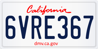 CA license plate 6VRE367