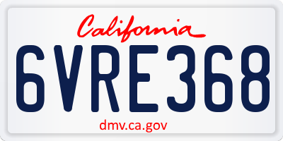 CA license plate 6VRE368