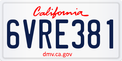 CA license plate 6VRE381