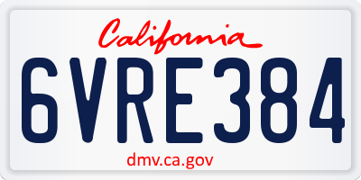 CA license plate 6VRE384