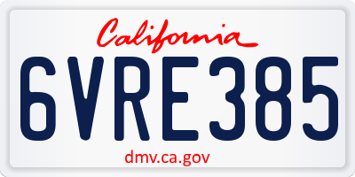 CA license plate 6VRE385