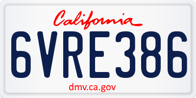 CA license plate 6VRE386