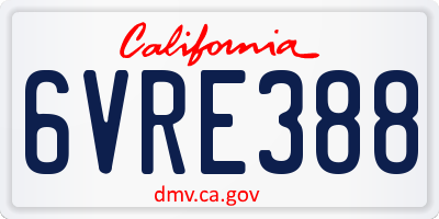 CA license plate 6VRE388