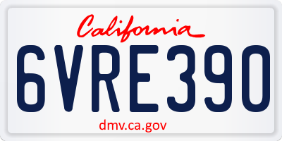 CA license plate 6VRE390