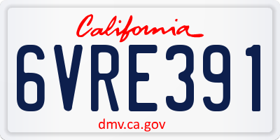 CA license plate 6VRE391
