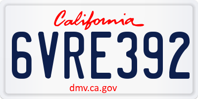 CA license plate 6VRE392