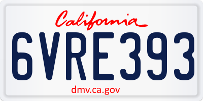 CA license plate 6VRE393