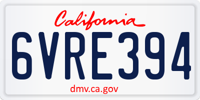 CA license plate 6VRE394