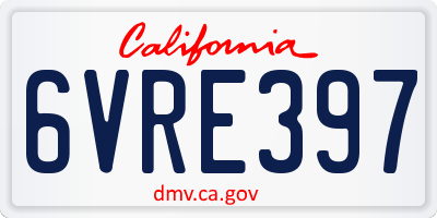 CA license plate 6VRE397