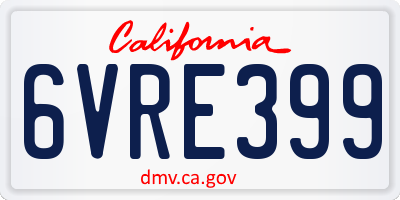 CA license plate 6VRE399