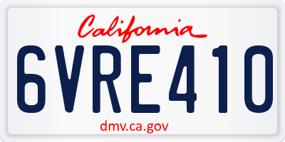 CA license plate 6VRE410